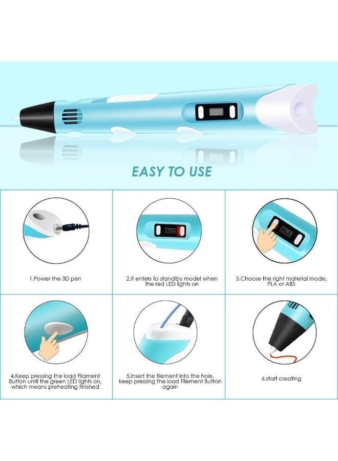 REZZOSS 3D Printing Pen Set with 12 Colors PLA Filament Refills – Intelligent 3D Art Pen with LCD Display & Temperature Control | DIY Crafting Tool for Kids & Adults | STEM Educational Toy | Best Birthday Eid Ramadan Gift - Image 4